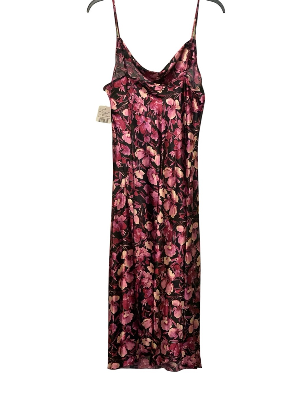 NWT- Bebe by Davids Bridal floral satin slip dress w/cowl necklines Size large - Picture 5 of 10